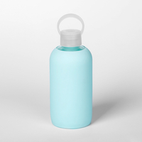 16oz 500ml Eco Friendly Reusable Best Glass Water Bottle with Smooth Silicone Sleeve for Travel, Narrow Mouth, BPA-Free & Dishwasher Safe
