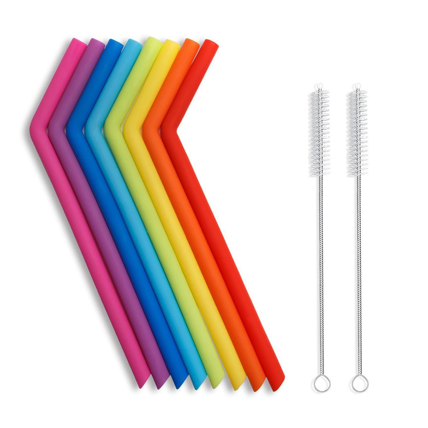 Amazon Hot sale 2018 BPA Free Reusable Drinking Straw FDA Silicone Straws 6 Packs with 2 Brushes Silicone Drinking Straw