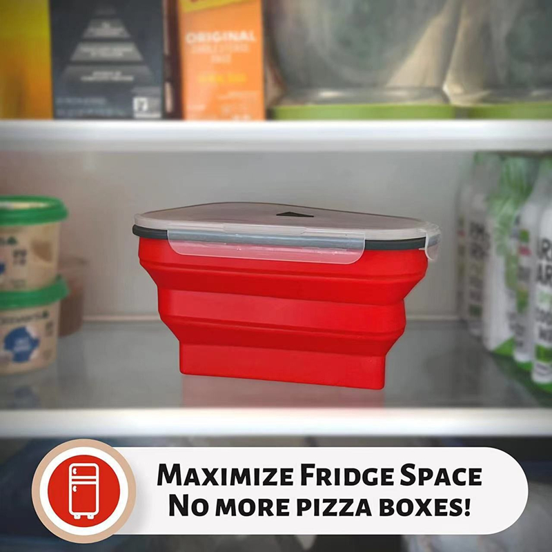 Reusable Expandable Sandwich Box Collapsible Silicone Pizza Pack Container The Perfect Pizza Pack Silicone Storage with 5 Trays